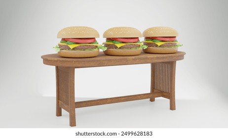 Large Sized Burger on Table photo 4k.