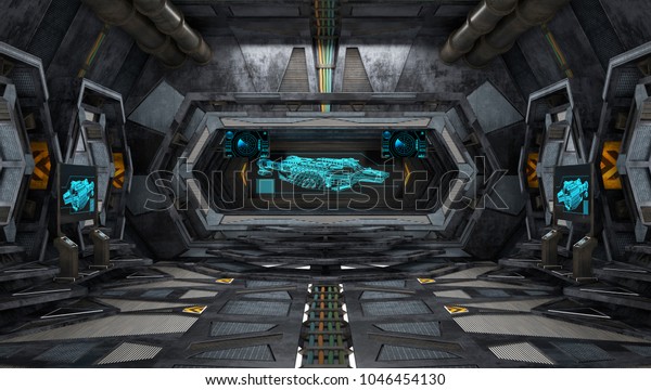 Large Spaceship Interior 3d Illustration Stock Image