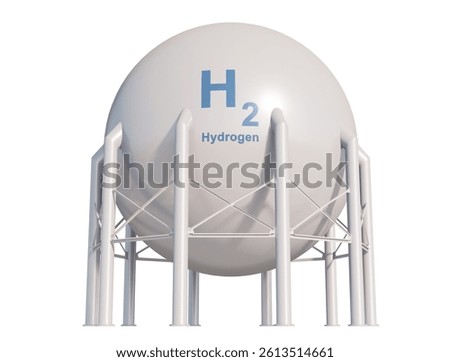 Large spherical storage tank is an efficient solution for storing hydrogen at high pressures. H2 tank isolated on a white background. 3d illustration.