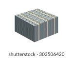 Large stack of new hundred dollar bills wrapped in currency strap