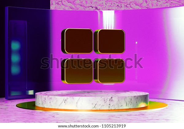 Large Text Editor Icon on White\
Marble and Magenta Glass. 3D Illustration of Stylish Golden\
Document, Font, Larger, Size, Text Icon Set in the Magenta\
Installation.