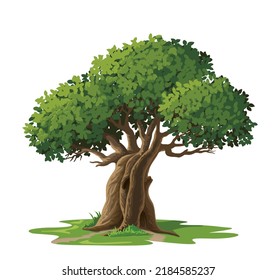 Large Tree Cartoon Image Illustration On White Background