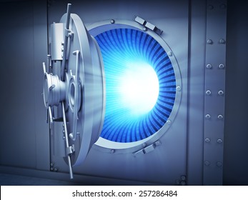 Large Vault With Binary Code Inside - Data Security Concept 