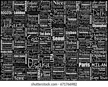 Largest Cities World Word Cloud Collage Stock Illustration 671766982 ...