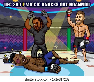 Las Vegas, Nevada, United States. March 27, 2021. UFC Apex facility. UFC 260. Miocic vs. Ngannou 2. Heavyweight Championship rematch bout. Mixed martial arts event.