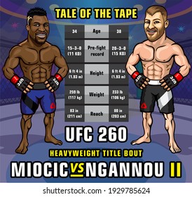 Las Vegas, Nevada, United States. March 27, 2021. UFC Apex facility. UFC 260. Miocic vs. Ngannou 2. Heavyweight Championship rematch bout. Mixed martial arts event.