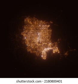 Las Vegas (Nevada, USA) Street Lights Map. Satellite View On Modern City At Night. Imitation Of Aerial View On Roads Network. 3d Render, High Resolution