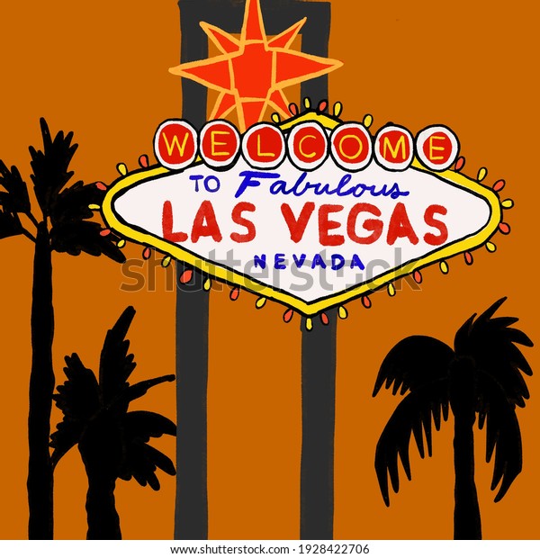Las Vegas sign made\
with illustrations.