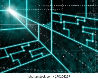 Laser Circuit Background Meaning Light Beams Or Shining Lasers