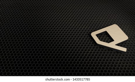 laser cut plywood 3d symbol of eraser render on metal honeycomb inside laser engraving machine background