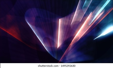 Laser neon red and blue light rays flash and glow. Festive concert club and music hall abstract 3D illustration for pop, rock, rap music show. Colorful design overlay - Powered by Shutterstock