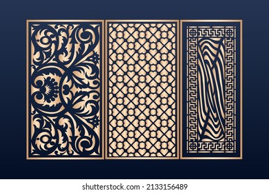 Laser-cut ornamental panel templates set decorative , Decorative laser cut panels template with abstract texture.dxf geometric and floral laser cutting ,abstract cutting panels template , cnc