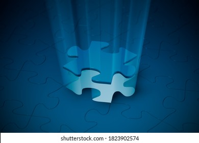 The last piece of puzzle - completing puzzle concept, symbol of completing, 3D render.