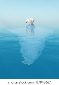 Last Polar Bear On Iceberg