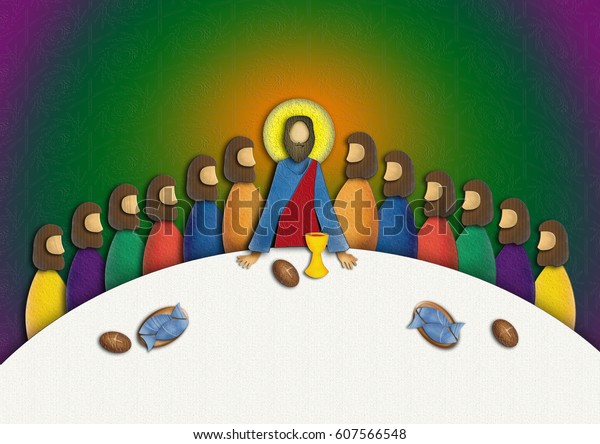 Last Supper Jesus Christ Apostles Modern Stock Illustration 607566548 ...