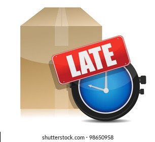 Late Delivery Box And Watch Illustration Design On White