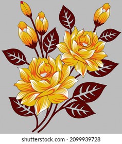 Latest New Digital Textile Design Flowers And Leaves Ornaments Design For Printing