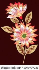 Latest New Digital Textile Design Flowers And Leaves Ornaments Design For Printing