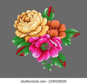 Latest New Digital Textile Design Flowers And Leaves Ornaments Design For Printing