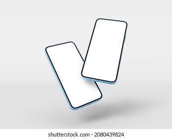 Latest smartphone 2021 on white background for mockup. 3D rendered illustration. 3D rendering. new Apple iPhone 13 smartphone. Android phone mockup. Latest iphone 2022 new model. New Android phone.
