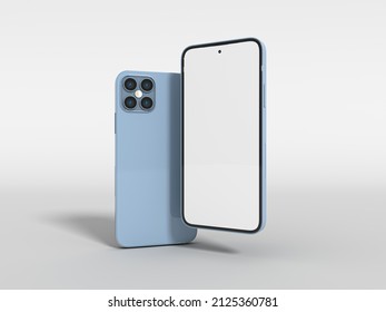 Latest Smartphone 2022 On White Background For Mockup. 3D Rendered Illustration Iphone 14 Concept. New Apple IPhone 14 Smartphone. Android Phone Mockup. Latest IPhone 2023 New Model. New Android Phone