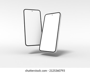 Latest Smartphone 2022 On White Background For Mockup. 3D Rendered Illustration Iphone 14 Concept. New Apple IPhone 14 Smartphone. Android Phone Mockup. Latest IPhone 2023 New Model. New Android Phone