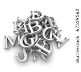 Latin letters poured into a heap, isolated on a white background