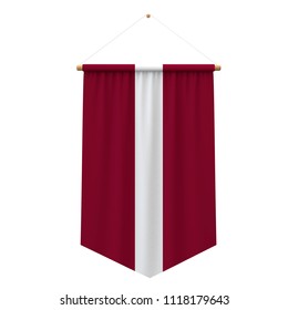 Latvia Flag Cloth Hanging Banner. 3D Rendering