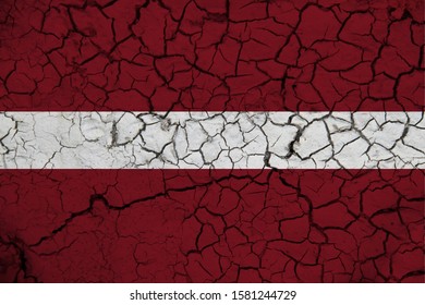 Latvia flag on the background texture. Concept for designer solutions.