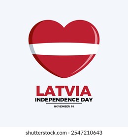 Latvia Independence Day poster illustration. Latvia flag in heart shape icon. Latvian flag heart love symbol. Template for background, banner, card. November 18 every year. Important day - Powered by Shutterstock