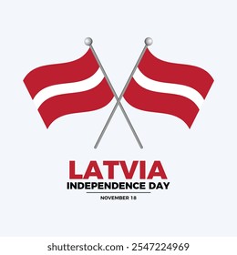 Latvia Independence Day poster illustration. Two crossed Latvia flags on a pole icon. Latvian flag symbol. Template for background, banner, card. November 18 every year. Important day - Powered by Shutterstock