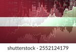 Latvia Stock Market Growth and Financial Data Visualization. Financial stock market chart overlay with flag.