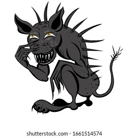 Laughing Chupacabra With Yellow Eyes