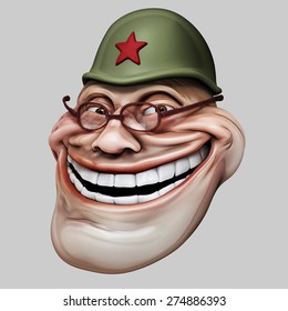 Laughing Internet Troll In Russian Helmet 3d Illustration Isolated