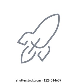 Launched Schematic Rocket, Made Up Of Lines, Icon That Symbolize Start Up And Successful Solution On  Illustration Isolated On White