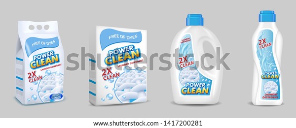 Download Laundry Detergent Pack Label Mockup Set Stock Illustration ...