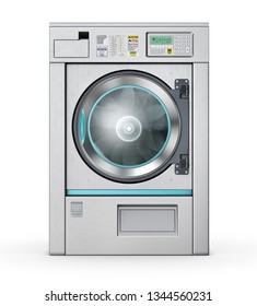 Laundry. Industrial Washing Machine Isolated On The White. 3d Illustration