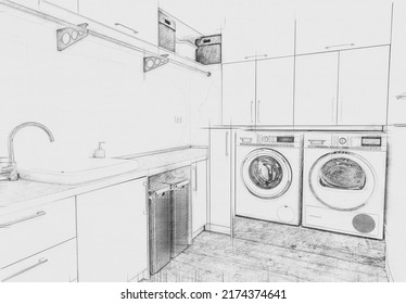 1,088 Laundry room drawing Images, Stock Photos & Vectors | Shutterstock
