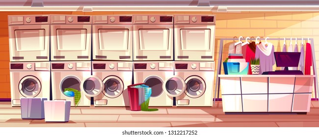 Laundry Shop Room Interior Vector Illustration Stock Vector (Royalty ...