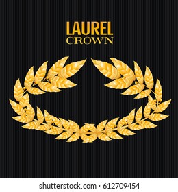 Laurel Crown. Greek Wreath With Golden Leaves. Illustration.