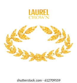 Laurel Crown. Greek Wreath With Golden Leaves. Illustration.