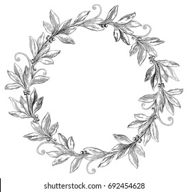 Laurel Wreath. Decorative Element With Copy Space At Engraving Style. 
