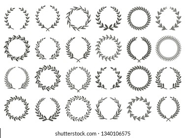 Laurel wreath. Vintage heraldry branching leaf wreaths, laurels leaves and laurels nobility label excellence recognition accomplishment triumphant award isolated  symbols set - Powered by Shutterstock