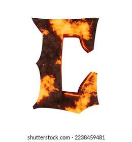 lava hell text effect letter C. 3d render
