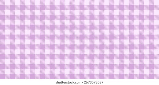lavender gingham checkered pattern background. Seamless pastel purple plaid design. Soft and sweet vintage aesthetic. lavender white gingham check tablecloth picnic style traditional.