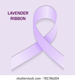 Lavender Ribbon. The Symbol Of The Problem Of Cancer Of All Kinds And Epilepsy. Rasterized Version