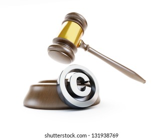 law copyright sign 3d Illustrations on a white background
