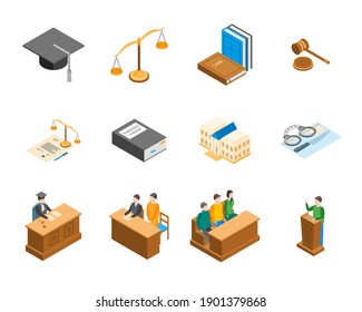 Law Court 3d Icons Set Isometric Stock Vector (Royalty Free) 1043690488 ...