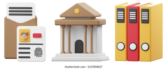 Law Justice Icon Set On Isolated Background 3d Rendering