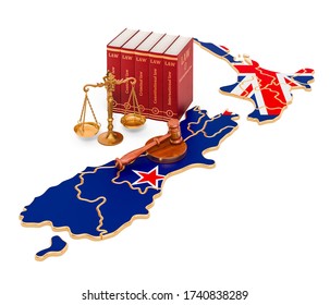 Law And Justice In New Zealand Concept, 3D Rendering Isolated On White Background